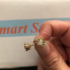 14k Gold Crown Diamond Cz Earrings